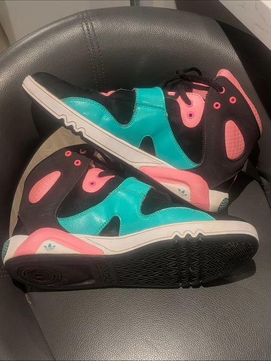 Adidas Originals High Top Sneakers Teal Pink Black Women’s 8.5 Retro Y2K - Picture 4 of 8